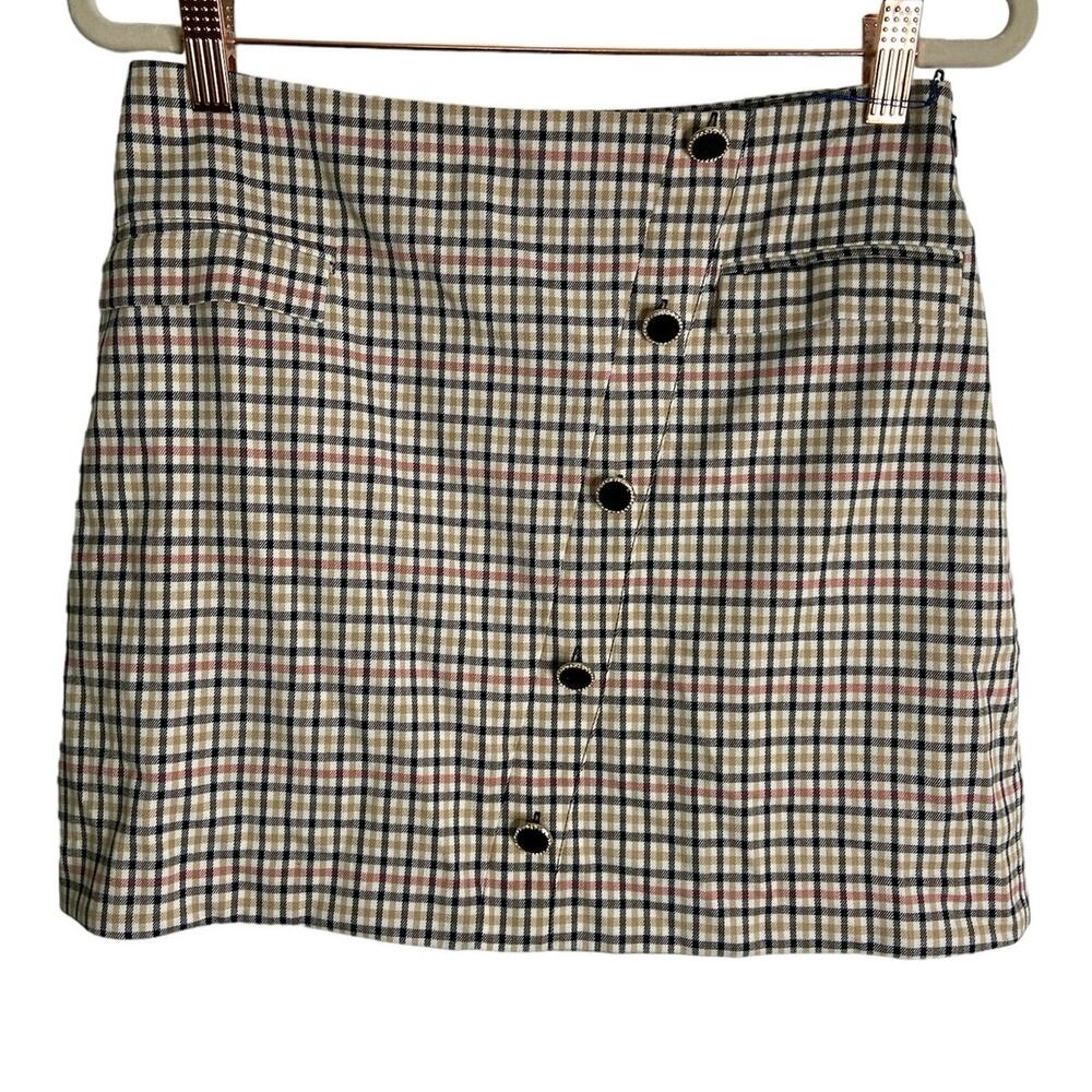 Majorelle Plaid Mini Skirt Rhinestone Gingham Academia Party Fall Casual S